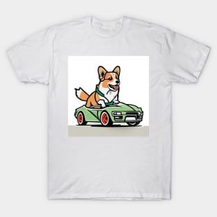 Corgi riding a sport car T-Shirt